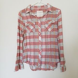 Free People Plaid Button Down